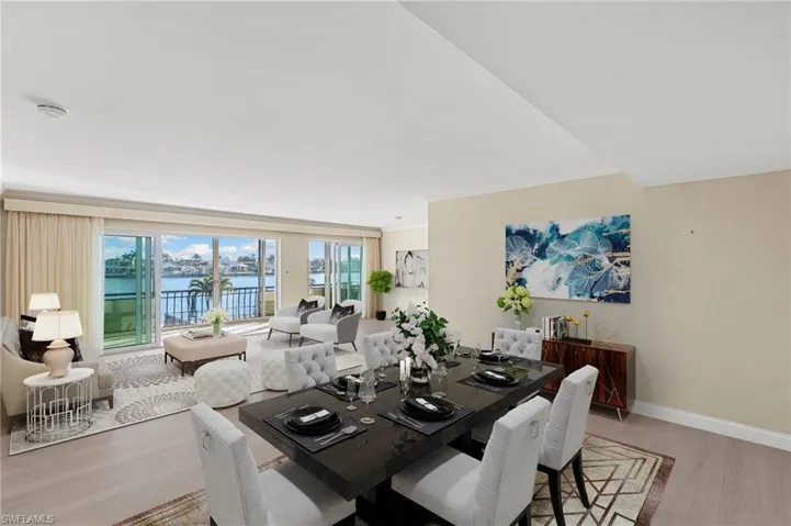 Virtually staged dining/great room area