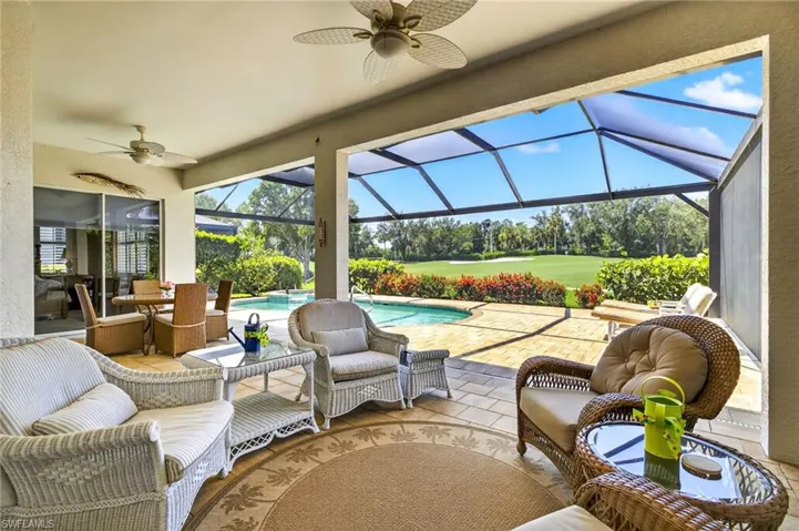 Oversized lanai with picture frame screening.