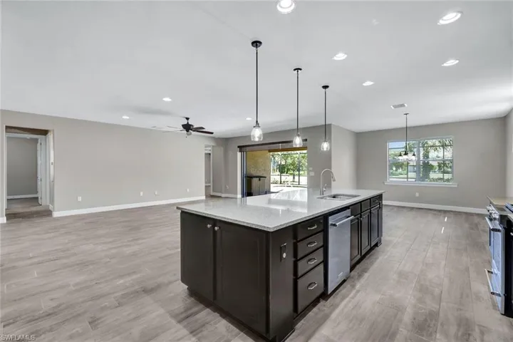 View of great room and dining area from kitchen area