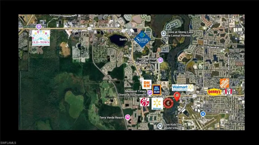 Aerial map of property and surrounding area