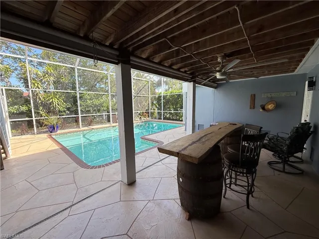 Pool with a ceiling fan