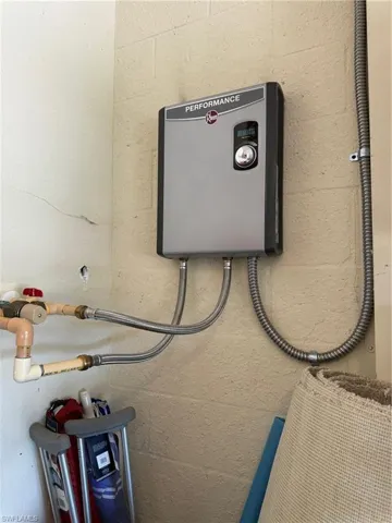 View of tankless water heater room