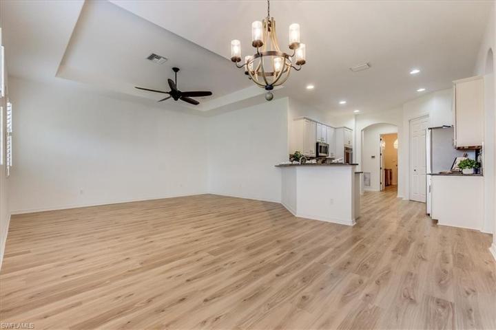 Large family room and kitchen.
