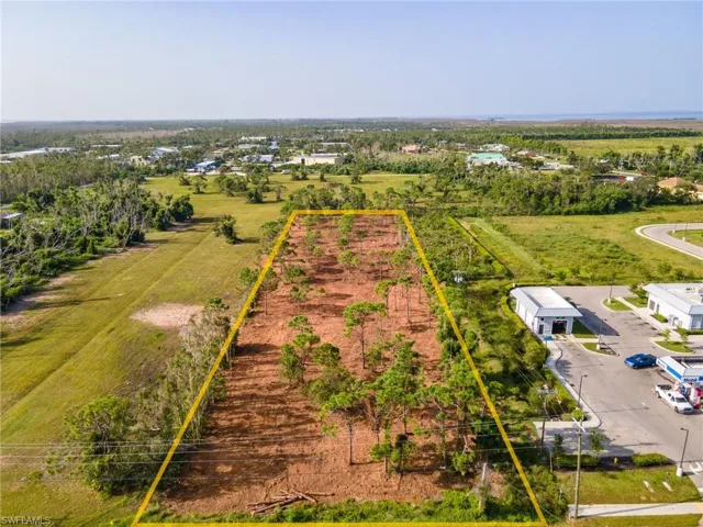 Overview of rural landscape with property parcel outlined