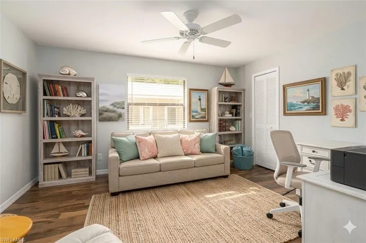 Virtual staging with coastal decor.