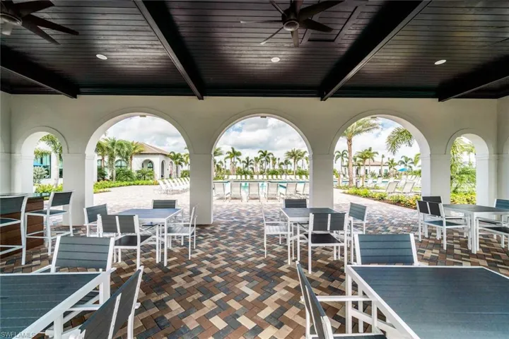 View of patio with ceiling fan