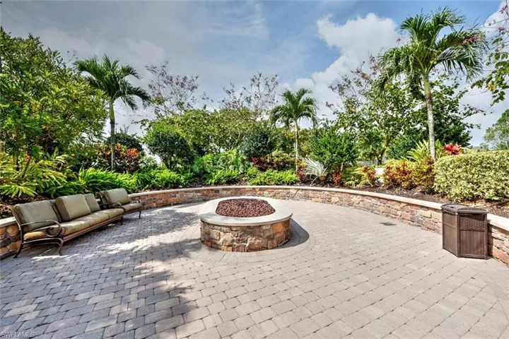View of patio / terrace with an outdoor fire pit