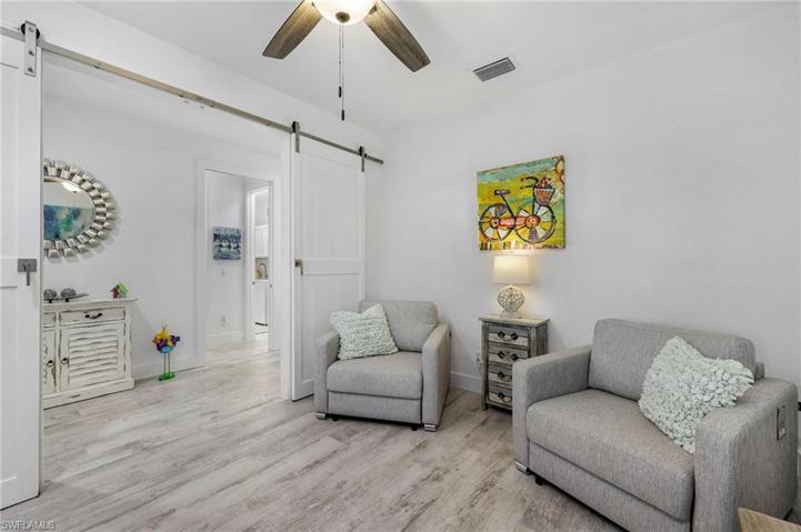 I love the large barn style doors here