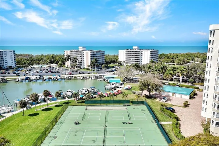 Drone / aerial view of a nearby body of water