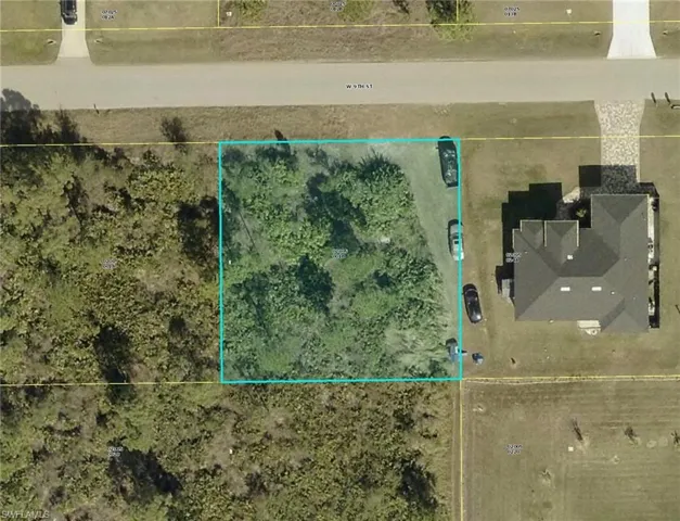 Aerial overview of property's location with property boundaries highlighted