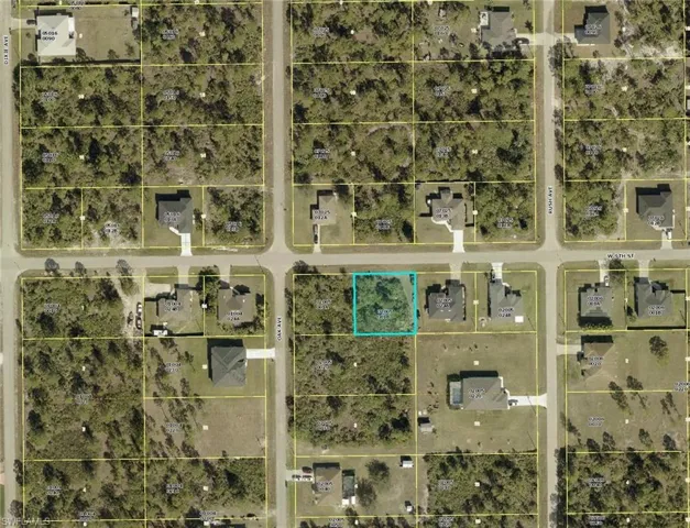Aerial overview of property's location with property boundaries highlighted