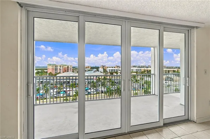 Sliding glass doors opening to a private balcony