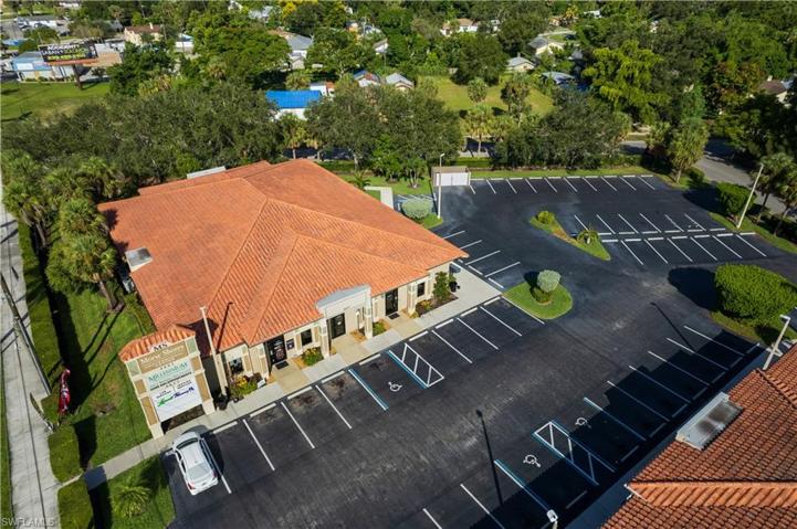 Aerial. Shows parking as well..