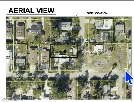 Aerial overview of property's location featuring property parcel outlined