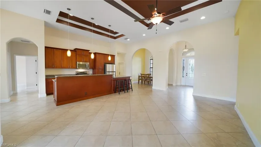 Kitchen formal dining room and foyer from the living room.