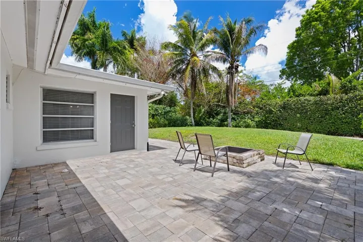 Large private patio in the backyard