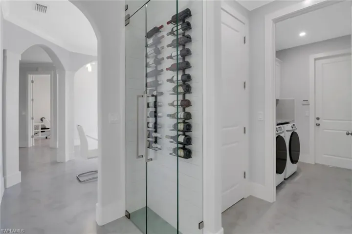 Wine cellar with separate washer and dryer