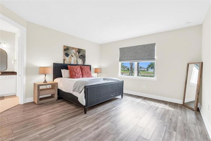 Water views from spacious primary suite