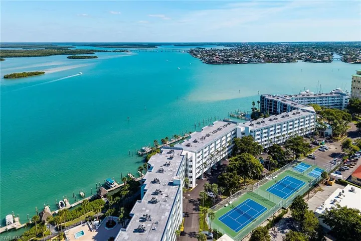 Aerial view of a large body of water