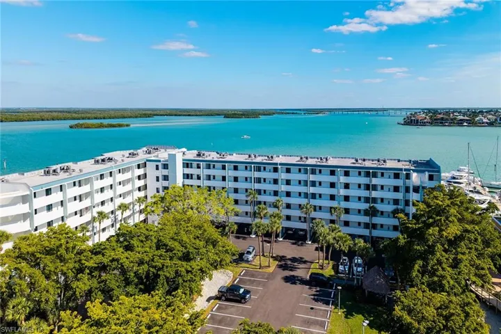 Bird's eye view of a nearby body of water