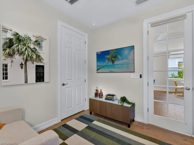 Bright and functional flex space. As a den / office perfect for working from home.