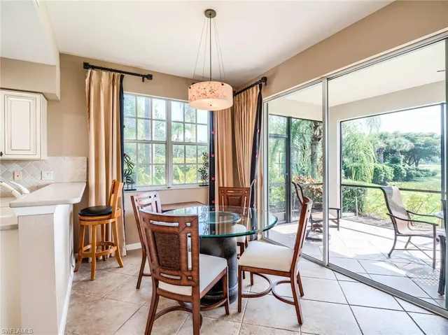 View of tiled dining space