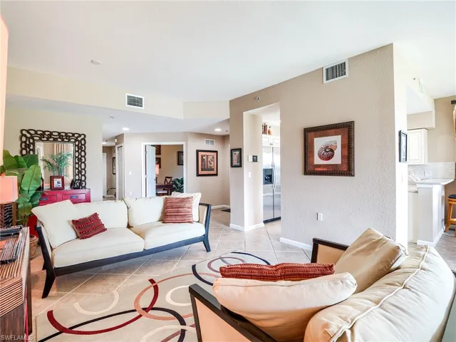 View of tiled living room