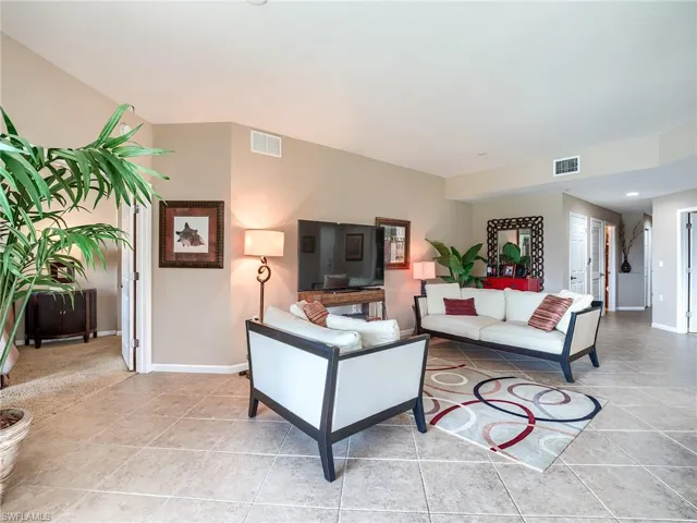 View of tiled living room