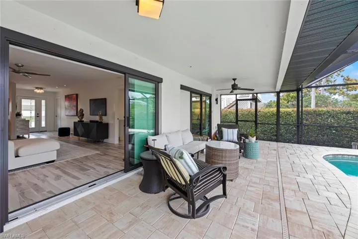 Covered area, slider access into home
