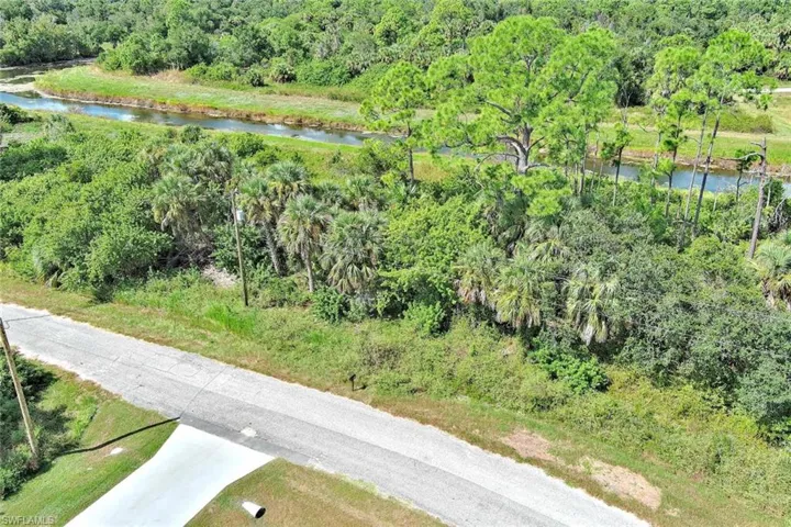 Aerial view of a nearby body of water