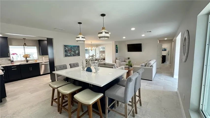 Table can accommodate up to 8 people!  Great for meals and family games.