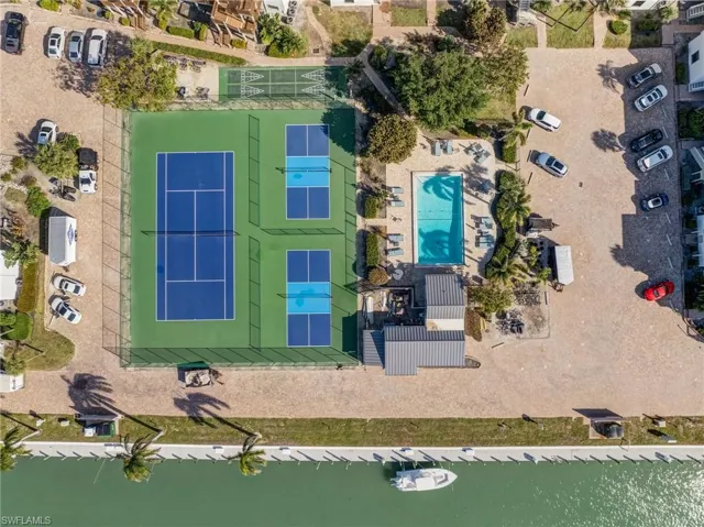 Aerial View of Tennis Courts, Pickleball, and Pool