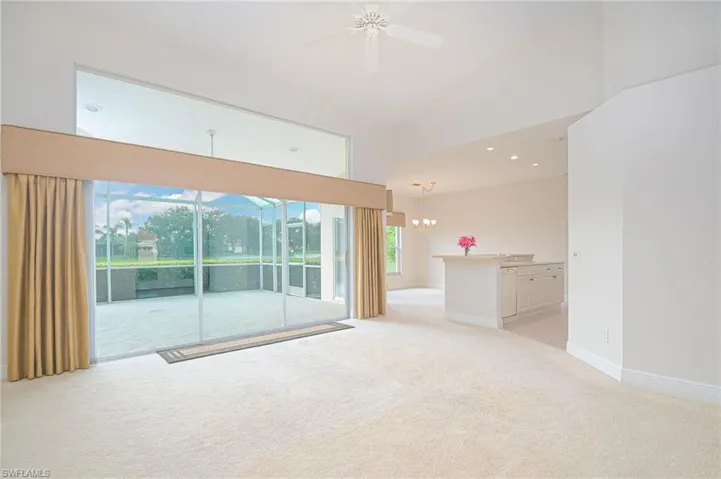 Vaulted Ceilings, and great golf course views!  New paint throughout, very clean, smells fresh! And ready for your designer touches!