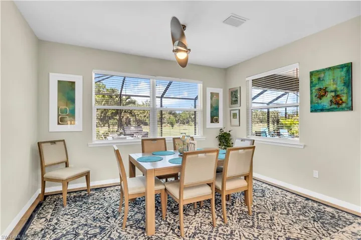 Enjoy Dining with Big Views of the Deep Lot and Pool!