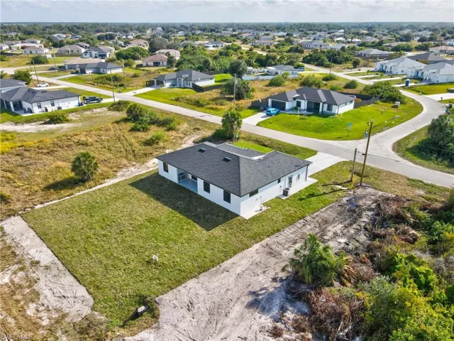 Aerial perspective of suburban area