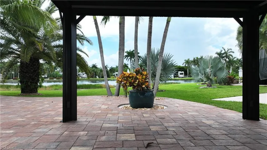View of patio featuring a water view