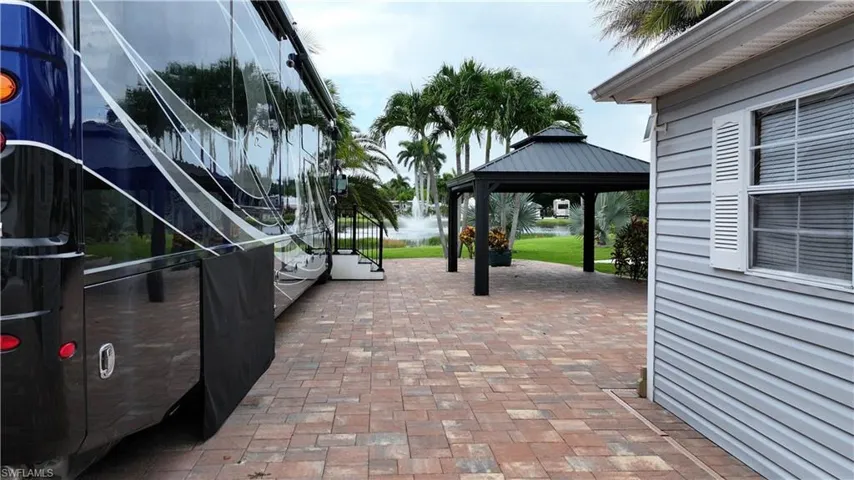 View of patio featuring a gazebo