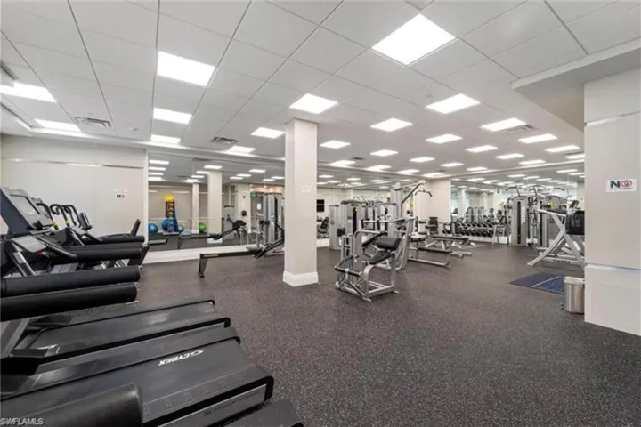 Exercise room featuring a paneled ceiling