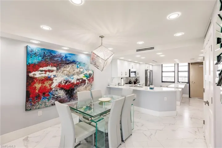 Dining room featuring recessed lighting