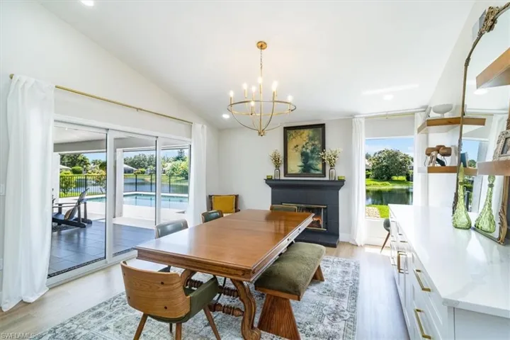 dining room with fireplace