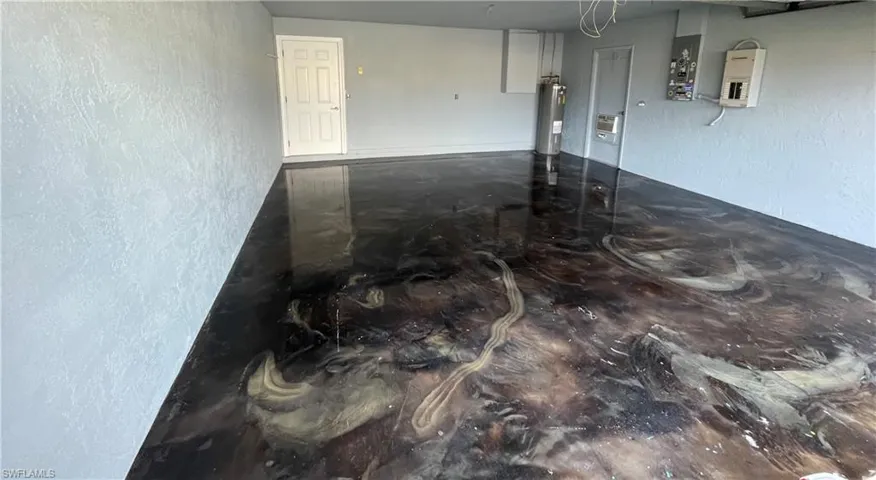 Garage with water heater