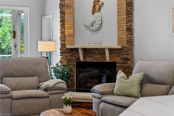 Living area with a fireplace