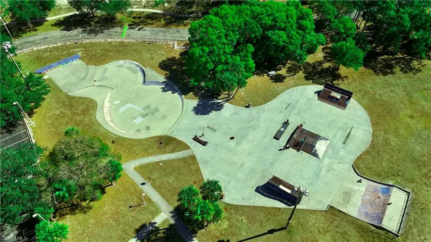 Skate Park at the end of the street.
