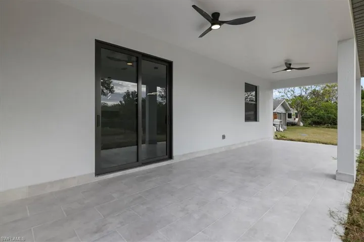 View of patio / terrace featuring ceiling fan