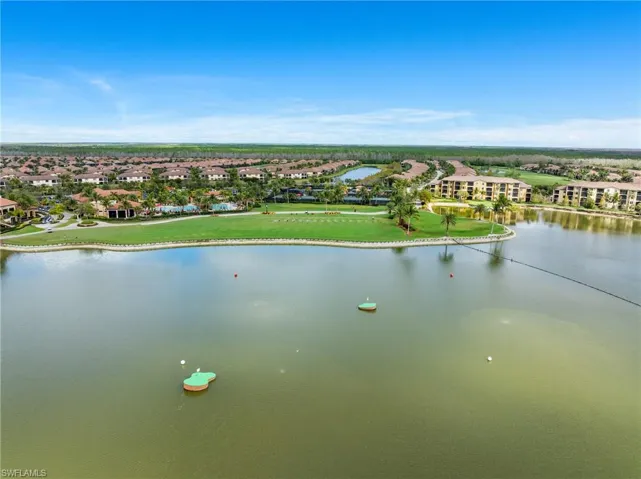 Bird's eye view with a residential view and a water view