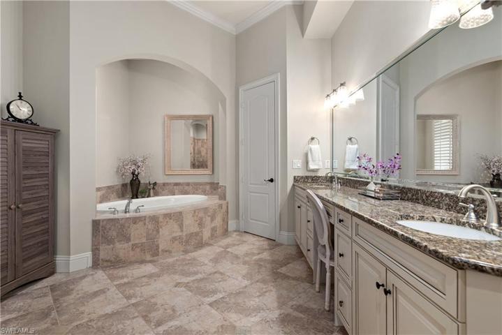 Walk-in Linen Closet, Jacuzze jetted tub, Granite Double sinks with vanity.