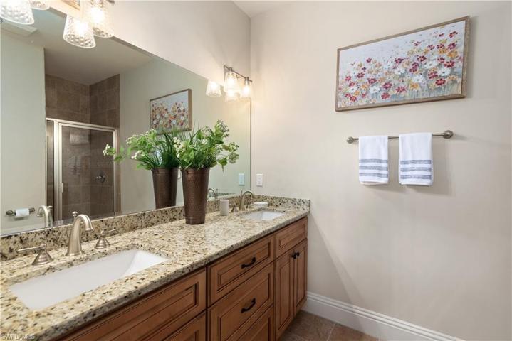 Upstairs Full Bath off Second Master Bedroom with Shower and Granite Counter