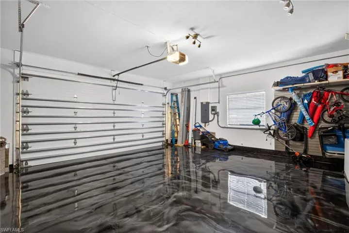 New epoxy flooring, organized storage racks