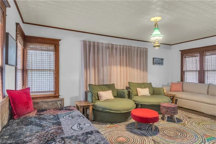 Living room with ornamental molding