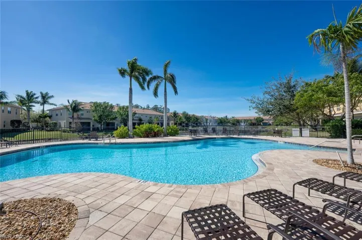 Large community pool overlooking the lake